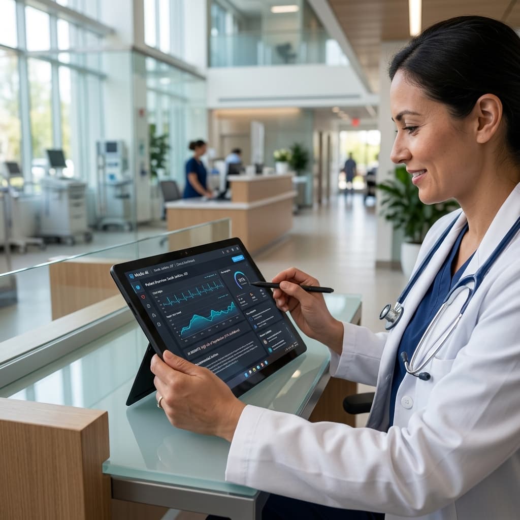 Medic-AI dashboard en tablet médica